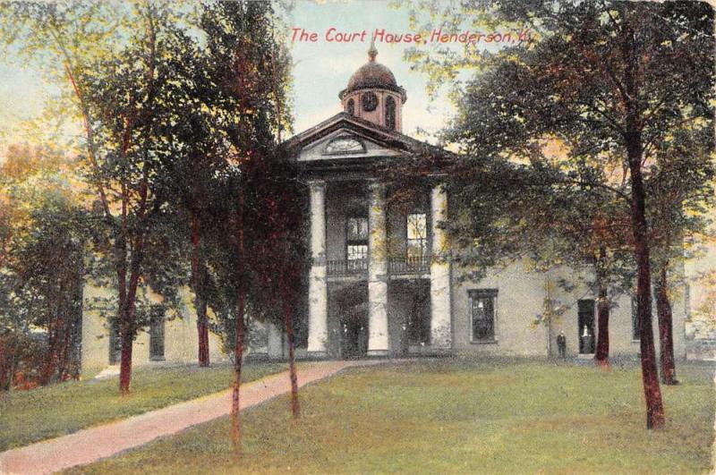 Henderson Kentucky Court House Street View Antique Postcard K80915