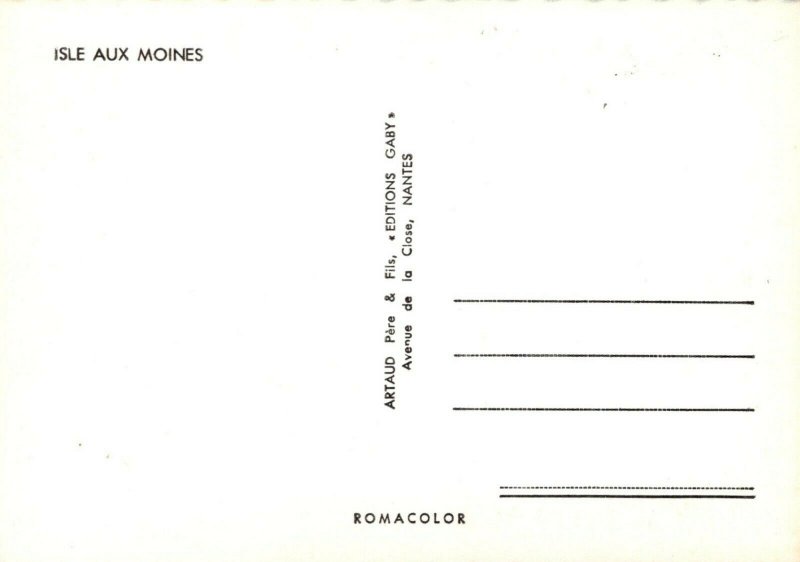 Cartography Postcard - Map - France - Isle Aux Moines, Morbihan   RR9911