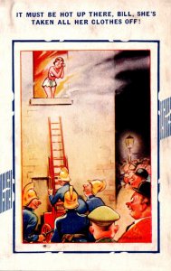 Humour Firemen Watching Woman It Must Be Hot Up There Men She's Taken Al...