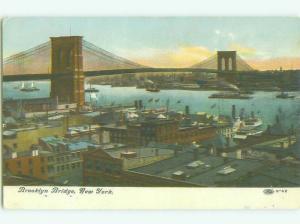 Unused Divided-Back BRIDGE SCENE Brooklyn - New York City NY HJ0377