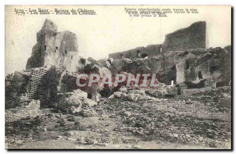 Old Postcard Les Baux Ruins of Chateau