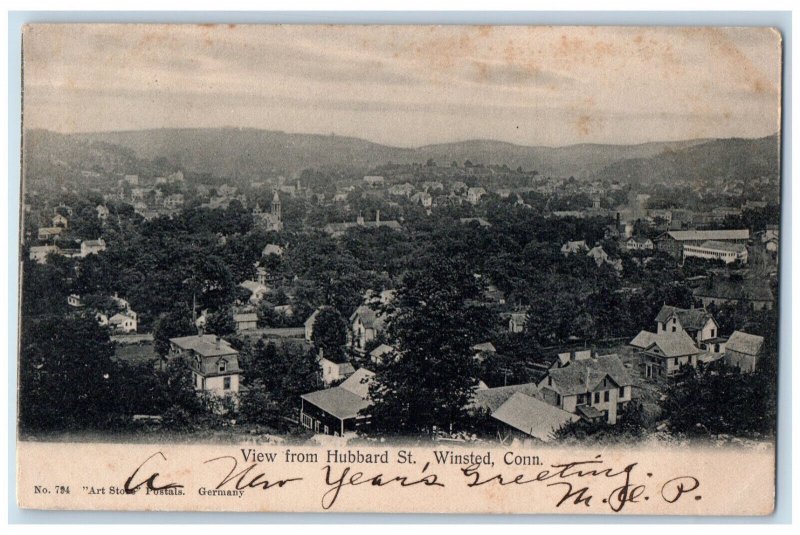 1906 View from Hubbard Street Winsted Connecticut CT Antique Postcard