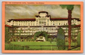 Pasadena California~Huntington Hotel Bldg~Hedges~Spanish Revival~Linen Postcard