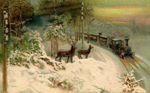 Greeting -   General. Train, Deer      (embossed)
