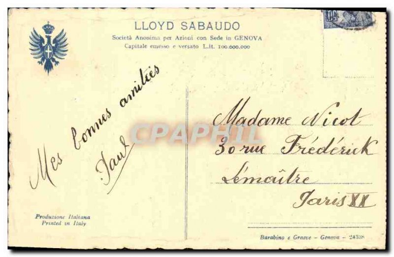 Postcard Old Conte Rosso Lower Saloon Surrender of Nice