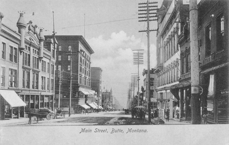 Main Street Scene, Butte, Montana Koelling & Klappenbach c1900s Vintage Postcard