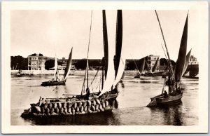 Postcard RPPC Cairo Egypt The Nile Feluccas Wooden Sailing Boat