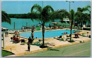 Vtg Ruskin Florida FL Quality Inn Bahia Beach Swimming Pool View Postcard