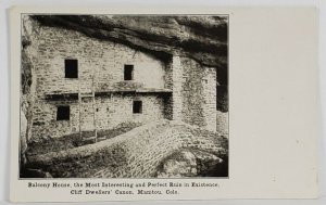 Manitou Colorado Balcony House Cliff Dwellers Cannon Perfect Ruin Postcard S4