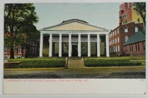 MD University of Maryland General View Baltimore Postcard S15