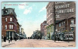 NEWARK, New Jersey NJ ~ SPRINGFIELD AVENUE Street Scene 1913  Postcard