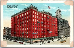 Rochester New York NY, Powers Hotel & Powers Building The Four Corners, Postcard