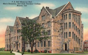 Vintage Postcard 1940's F. E. Ball Memorial Hall Men's Dormitory Muncie Indiana