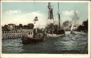 Charlevoix Michigan MI Tug Boat Pulling Ship Detroit Publishign Ps