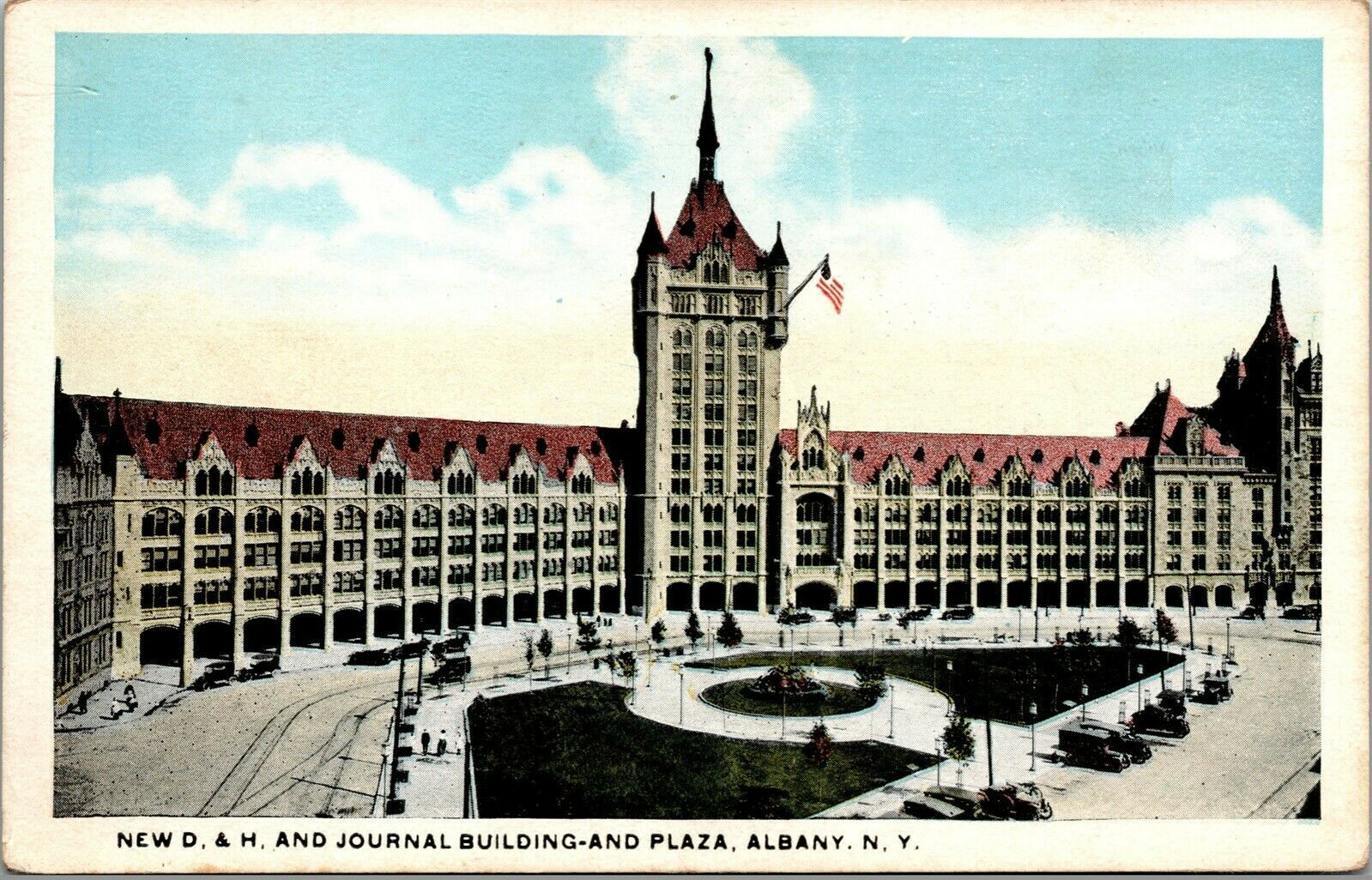 Vtg Albany New York NY D&H & Journal Building and Plaza 1920s Postcard