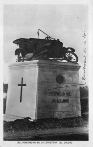 RPPC MONUMENTO EN LA CARRETERA DEL CALLAO PERU REAL PHOTO POSTCARD (1932)