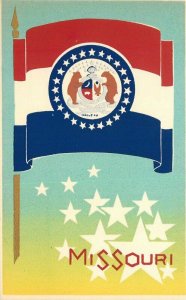 1930s Missouri State Flag Seal Serigraph Sheehan Topanga California Postcard