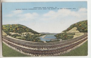 P2712 vintage postcard famous railroad horseshoe curce altoona penn, unused