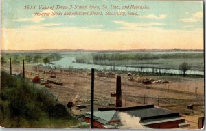 Views of IA, SD, NE from Sioux and MIssouri Rivers Sioux City IA Postcard B68