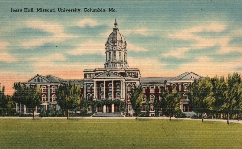 Vintage Postcard Jesse Hall Missouri University Building Columbia Missouri MO