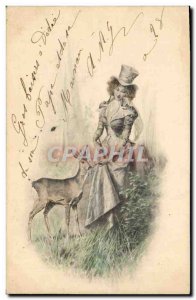 Old Postcard Fantasy Illustrator Woman Biche