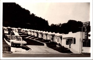 Real Photo Postcard Miagene Motor Court in Bryson City, North Carolina