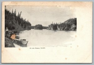 Postcard Muskokas Ontario c1905 On Lake Rosseau Canoe Unused 