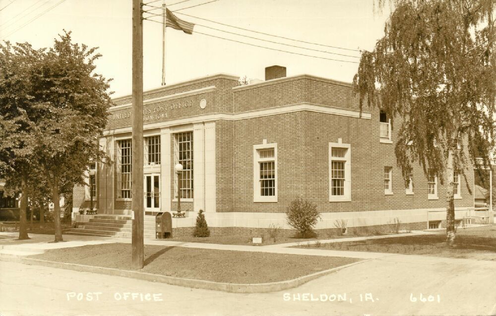 Sheldon, Iowa, Post Office (1930s) RPPC United States Iowa Other