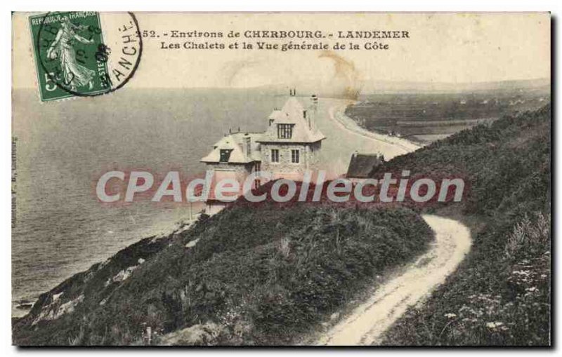 Old Postcard Cherbourg Landemer Chalets And The Vue Generale De La Cote