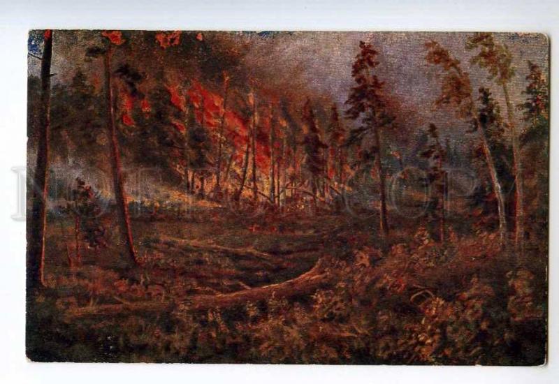 249728 Russia Dmitriev Wildfire Vintage Fedorov postcard