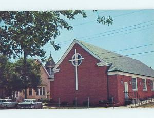 Unused 1950's OLD CARS & CHURCH SCENE Rehoboth Beach Delaware DE p3796@