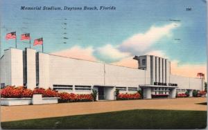 Memorial Stadium Daytona Beach FL Florida Fla c1956 Vintage Linen Postcard D43