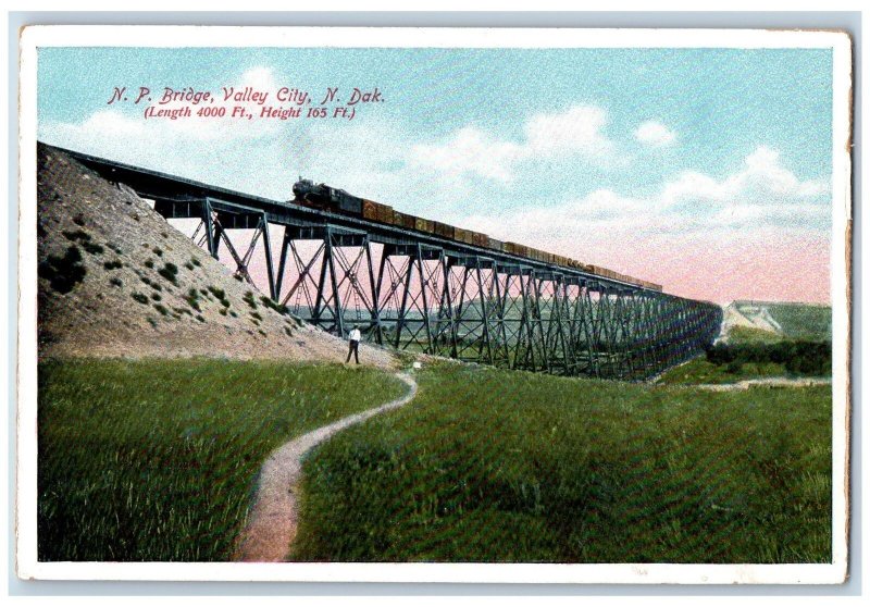 Valley City North Dakota ND Postcard North Pacific Bridge 1920's