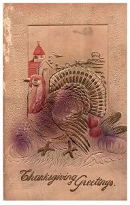 Thanksgiving Greetings turkey embossed Thanksgiving Postcard Posted 1912