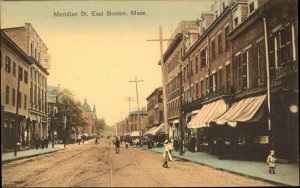 East Boston Massachusetts MA Meridian Street Scene c1910 Vintage Postcard