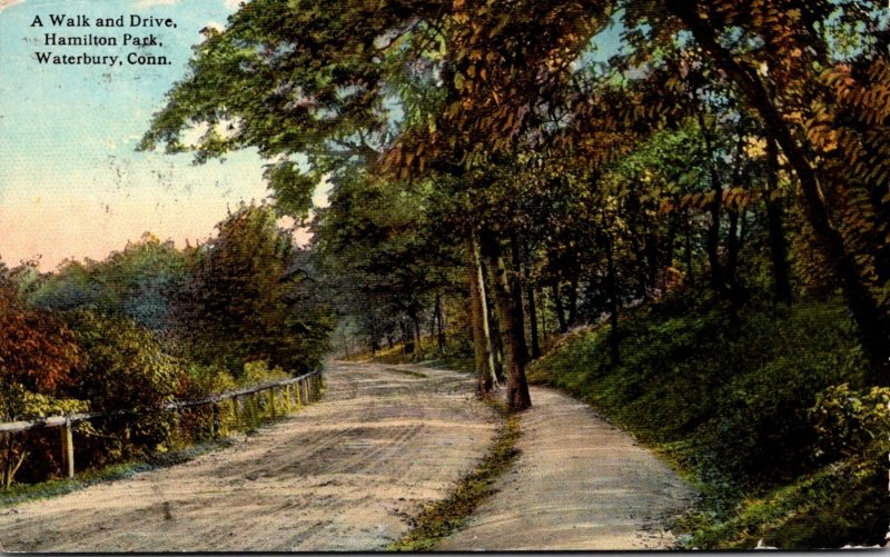 Connecticut Waterbury Hamilton Park A Walk and Drive 1913 Curteich