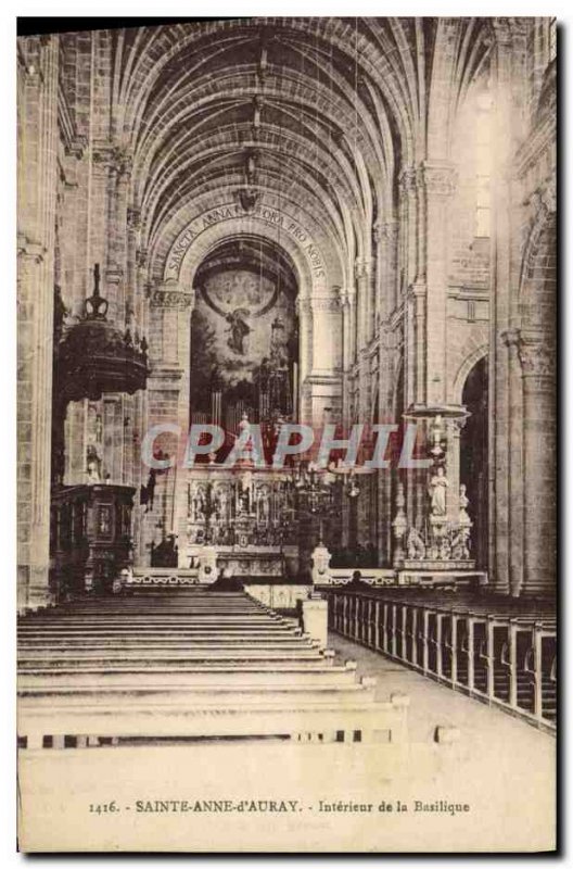 Old Postcard Sainte Anne D & # 39Auray Interior of the Basilica Organ
