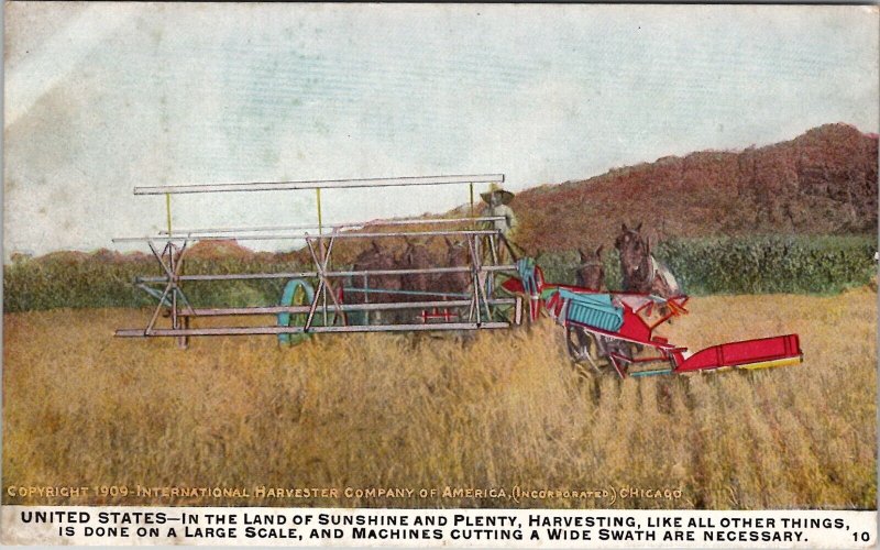 International Harvesting Machines Farming UNITED STATES Advertising Postcard Y5