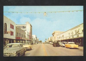 CLEARWATER FLORIDA DOWNTOWN STREET SCENE OLD CARS VINTAGE POSTCARD