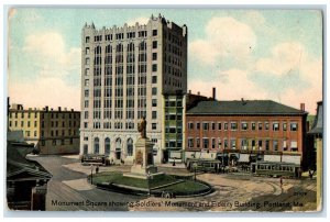 1911 Monument Square Showing Soldiers Monument Fidelity Portland Maine Postcard