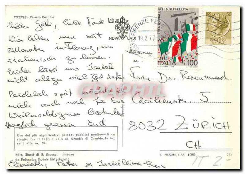 Postcard Modern Florence Palazzo Vecchio