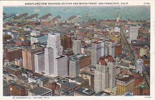 California San Francisco Aeroplane View Business Section And Water Front
