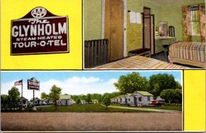 Linen Postcard The Glynholm Tour-O-Tel Sheridan Road in Kenosha, Wisconsin