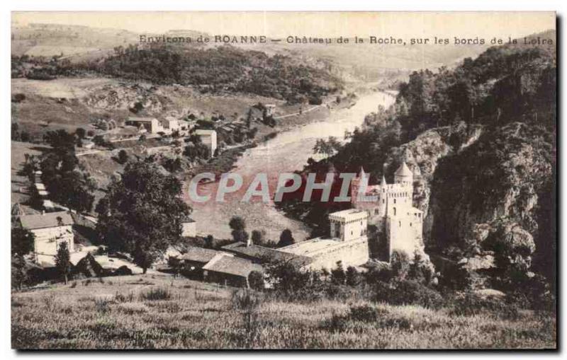 Old Postcard About Roanne Chateau de la Roche on the banks of the Loire