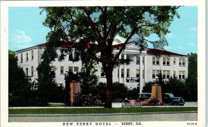 PERRY, GA Georgia   NEW  PERRY  HOTEL     Roadside  c1930s  Car  Postcard