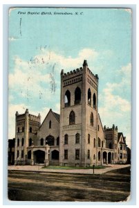 1910 First Baptist Church, Greensboro North Carolina NC SH Kress & Co. Postcard