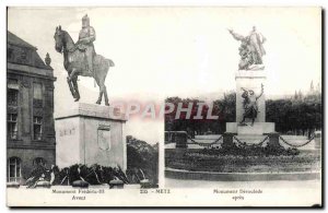 Old Postcard Metz Monument Frederic III before after