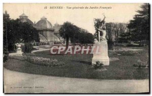 Postcard Old Rennes Vue Generale Du Jardin French
