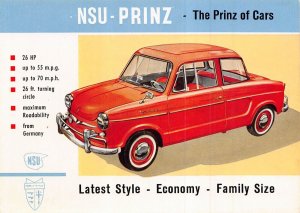 NSU-PRINTZ-THE PRINZ OF CARS-LATEST FAMILY STYLE-ORIGINAL-NOT REPRINT POSTCARD 