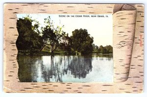 Osage Iowa Scene on the Cedar River old Postcard A898